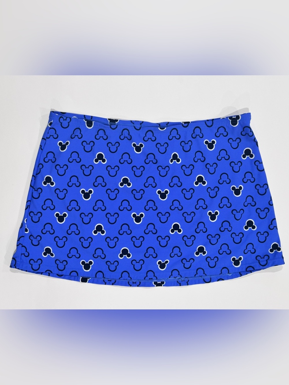 Walt Disney World Mickey Mouse Blue Stretch Mini Skirt Women's M Vacation Swim
